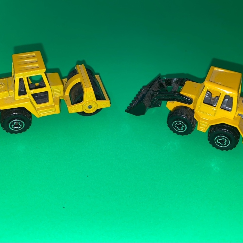 Majorette #211 Tractor & #226 steamroller 1/87 France Vtg Toy Car Die-cast Set